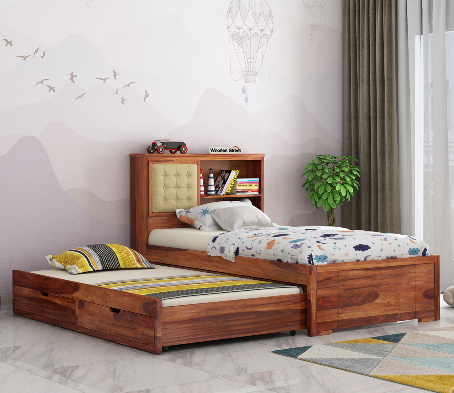 Nova Kids Trundle Bed With Storage - Woodly Street
